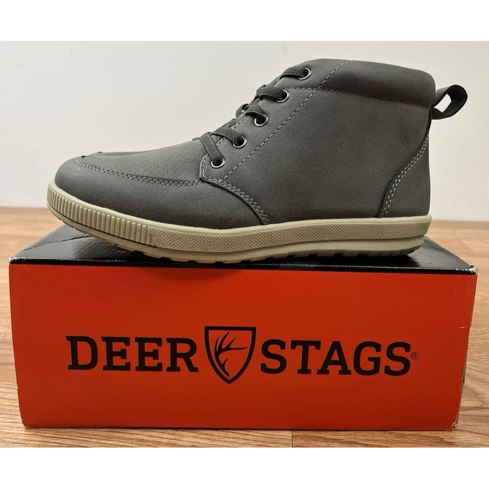 Deer Stags Kids Nolan Jr Casual Ankle Boots in Grey Big Boys Size 3 NEW